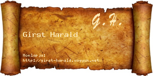 Girst Harald névjegykártya